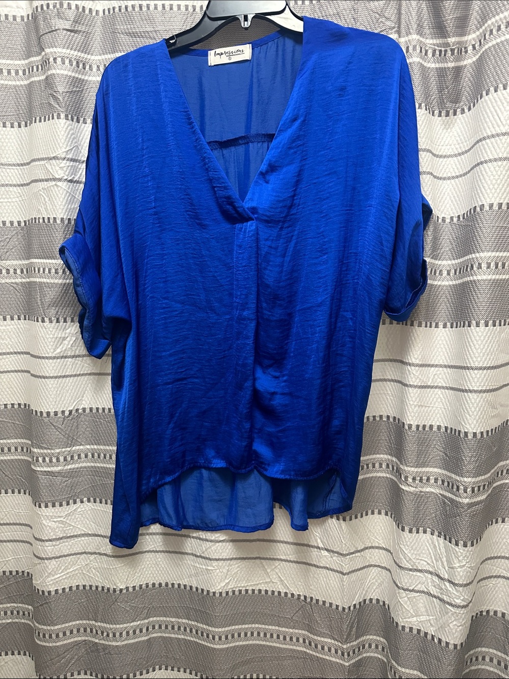 Impressions Royal Blue V-Neck Dolman Blouse
